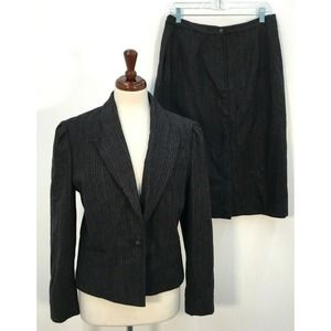 VTG 80s Donny Brook Dark Purple Wool Blend Blazer and Skirt Set Womens Sz 15/16